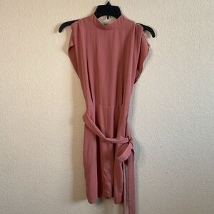 ASOS Womens Closet London Belted Tie Waist Mini Dress Rose Pink‎ Size 4
